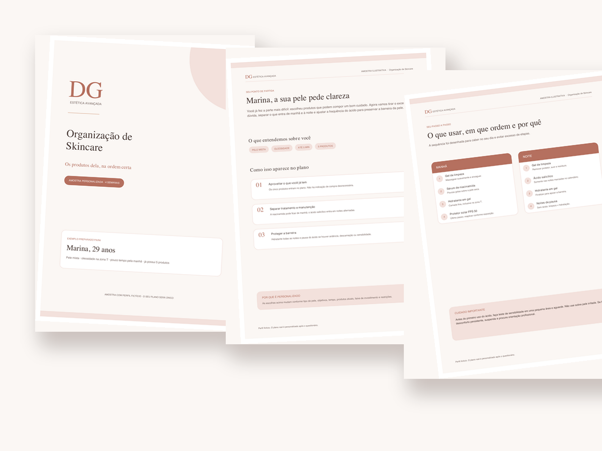 Exemplo do PDF — Organização de skincare