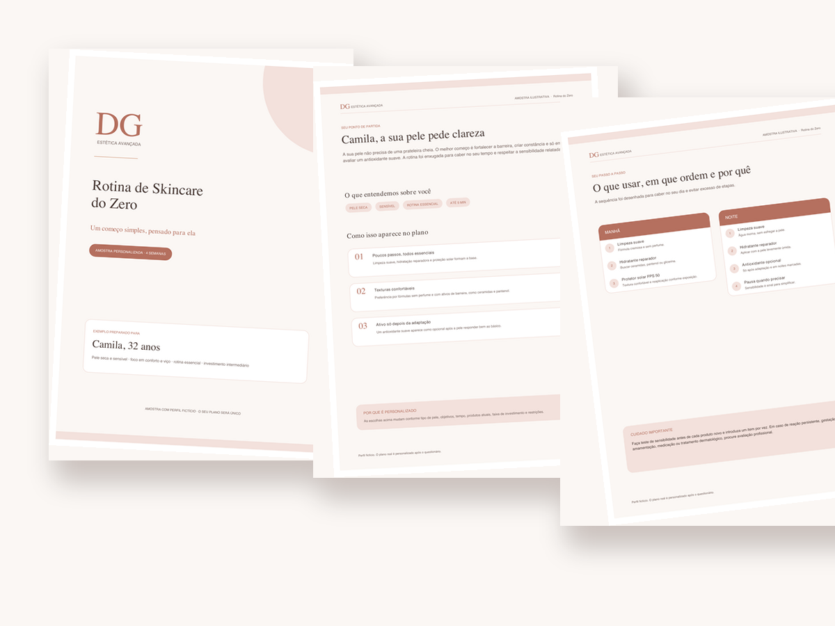 Exemplo do plano de Rotina de Skincare do Zero da DG (PDF)